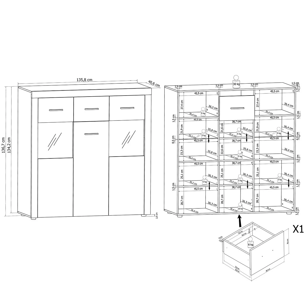 Loftscape Buffet haut Vierzon - Imitation chêne Sonoma 13 Loftscape Buffet haut Vierzon - Imitation chêne Sonoma – Image 11