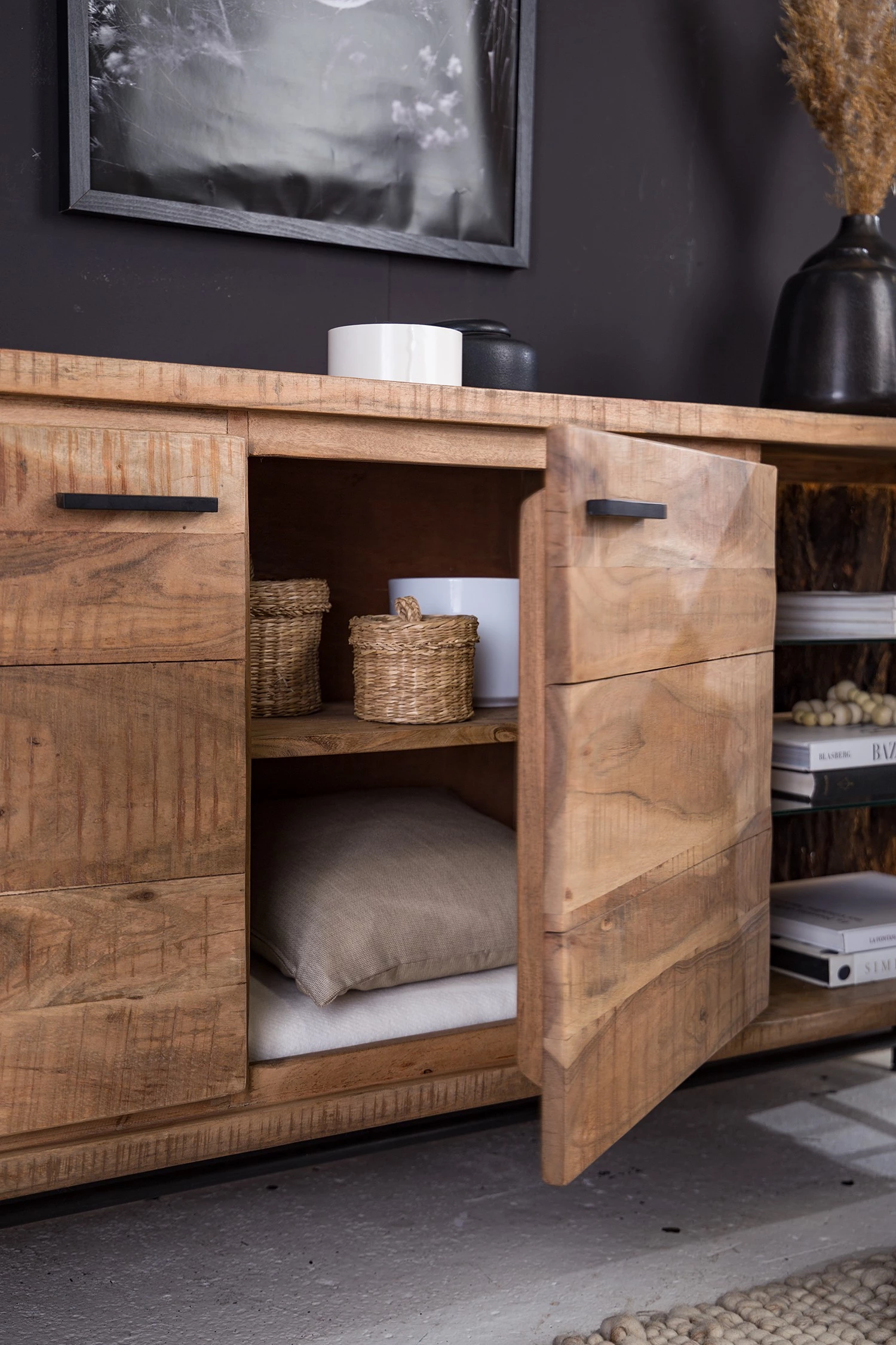 Ars Natura Buffet Roody - Avec éclairage - Acacia massif / Métal - Acacia / Noir 12 Ars Natura Buffet Roody - Avec éclairage - Acacia massif / Métal - Acacia / Noir – Image 10