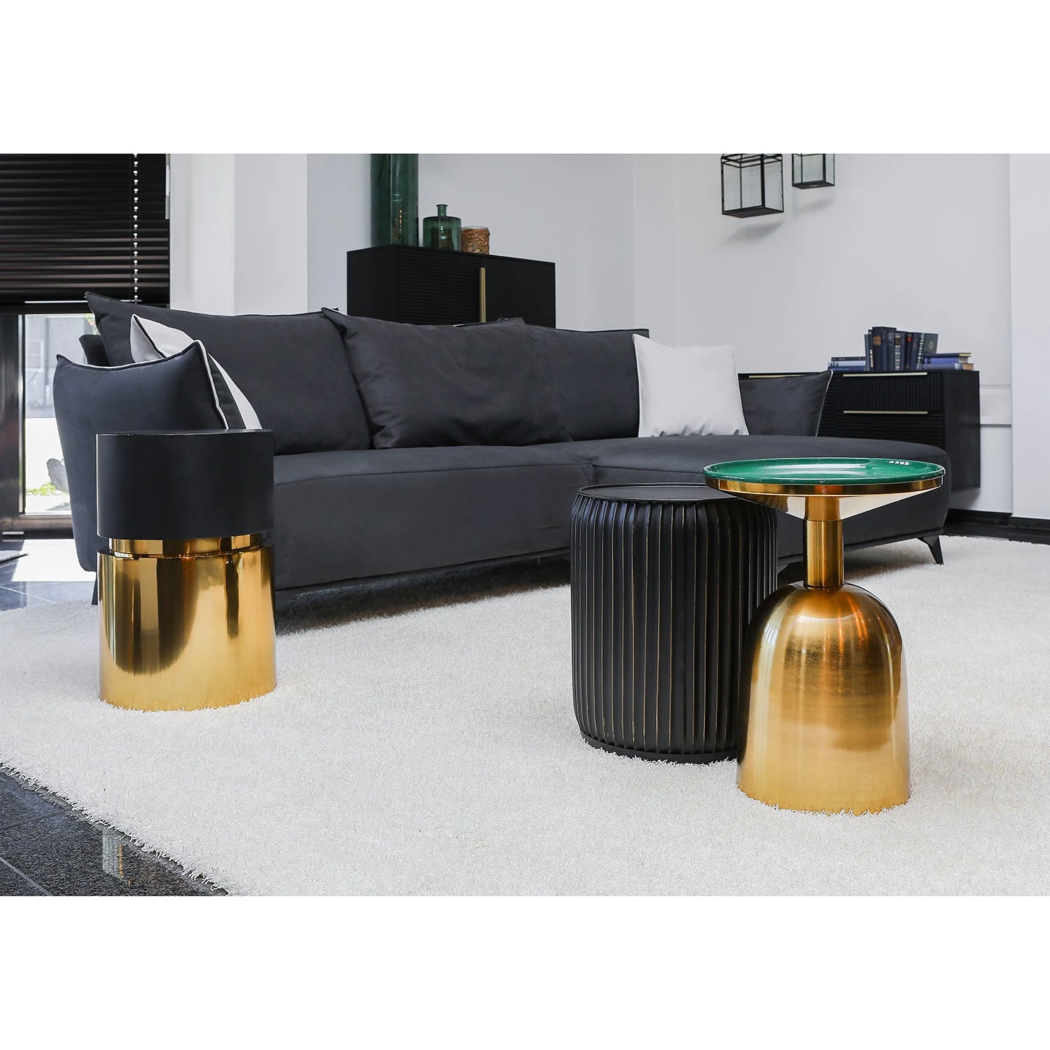 Red Living Bout de canapé Payzac II - Métal - Noir / Doré 4 Red Living Bout de canapé Payzac II - Métal - Noir / Doré – Image 2