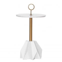 Red Living Bout de canapé Carling III - Marbre / Métal - Marbre blanc / Doré