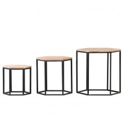 Red Living Bouts de canapé Fenay I (Lot de 3) - Acacia massif / Métal - Acacia / Noir