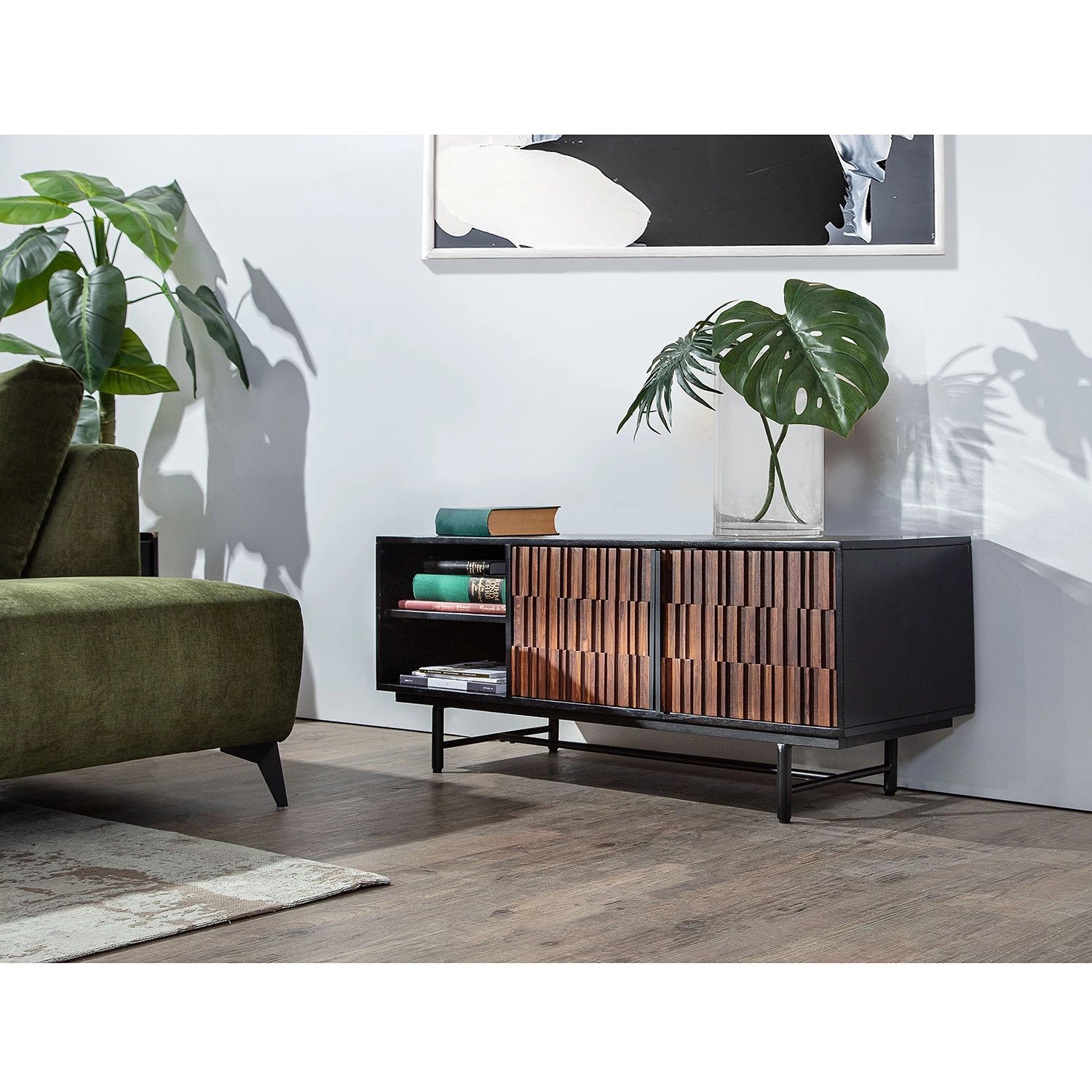 Red Living Meuble TV Sanvic - Sheesham / Acacia massif - Sheesham / Anthracite 4 Red Living Meuble TV Sanvic - Sheesham / Acacia massif - Sheesham / Anthracite – Image 2