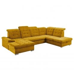 Loftscape Canapé panoramique Montbel - Microfibre - Microfibre Ranu: Jaune moutarde - Méridienne courte à gauche / longue à droite (vue de face) -Meubles de salon Soldes 1000241660 210127 18103200174 DETAILS P000000001000241660