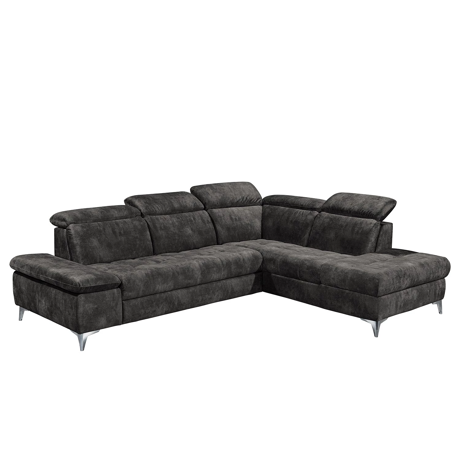 Loftscape Canapé d’angle Groslay - Velours - Velours Insa: Gris foncé - Méridienne longue à droite (vue de face) 3 Loftscape Canapé d’angle Groslay - Velours - Velours Insa: Gris foncé - Méridienne longue à droite (vue de face)