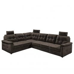 Loftscape Canapé d’angle Lomme - Microfibre - Microfibre Ranu: Gris minéral - Fonction lit à gauche (vue de face) - Profondeur : 304 cm