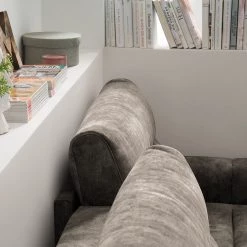 Loftscape Canapé d’angle Venouse - Velours - Velours Insa: Gris minéral - Méridienne courte à droite (vue de face) -Meubles de salon Soldes 1000241693 210127 18194800535 DETAILS P000000001000241693