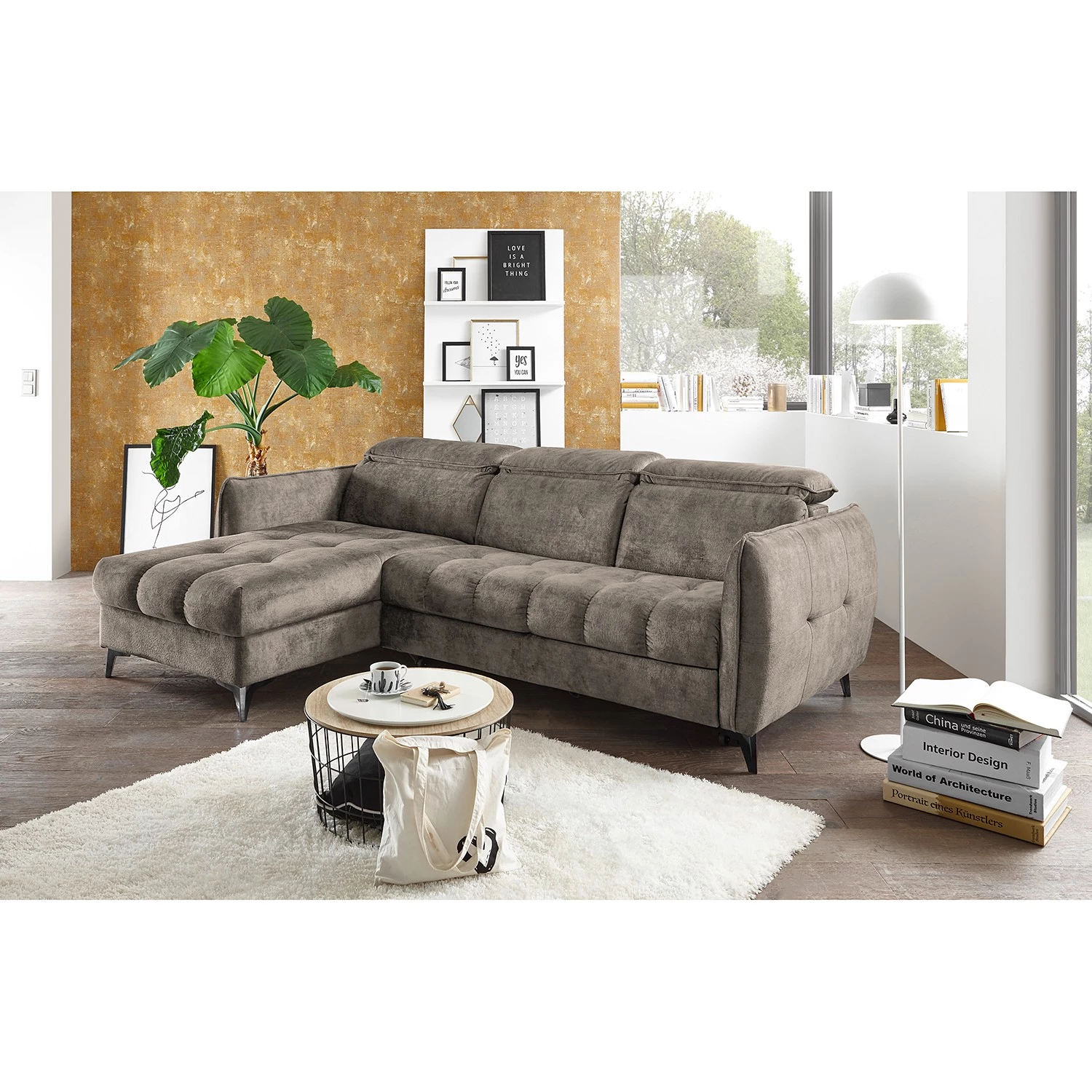 Loftscape Canapé d’angle Grillon - Velours - Velours Insa: Gris minéral 4 Loftscape Canapé d’angle Grillon - Velours - Velours Insa: Gris minéral – Image 2