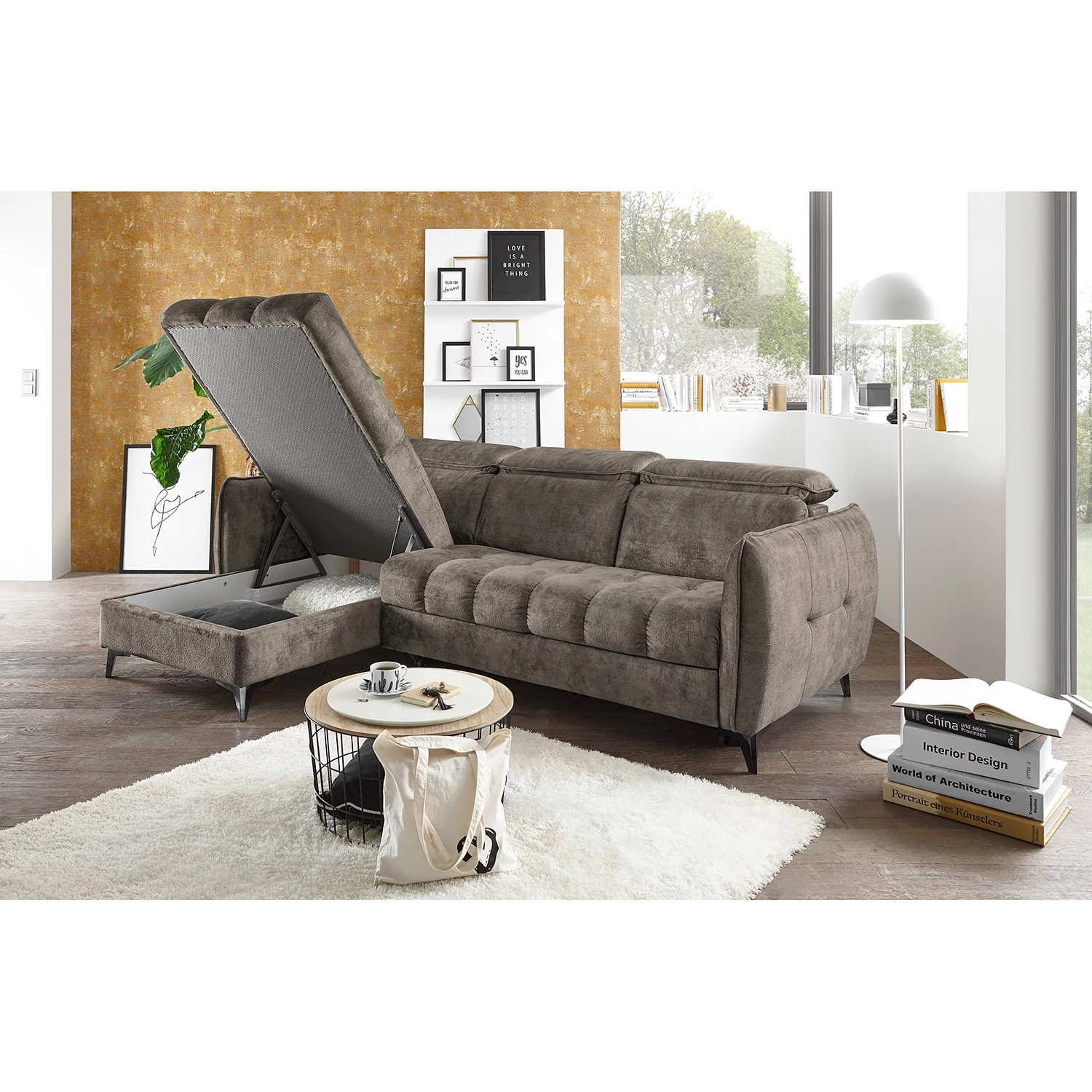 Loftscape Canapé d’angle Grillon - Velours - Velours Insa: Gris minéral 6 Loftscape Canapé d’angle Grillon - Velours - Velours Insa: Gris minéral – Image 4