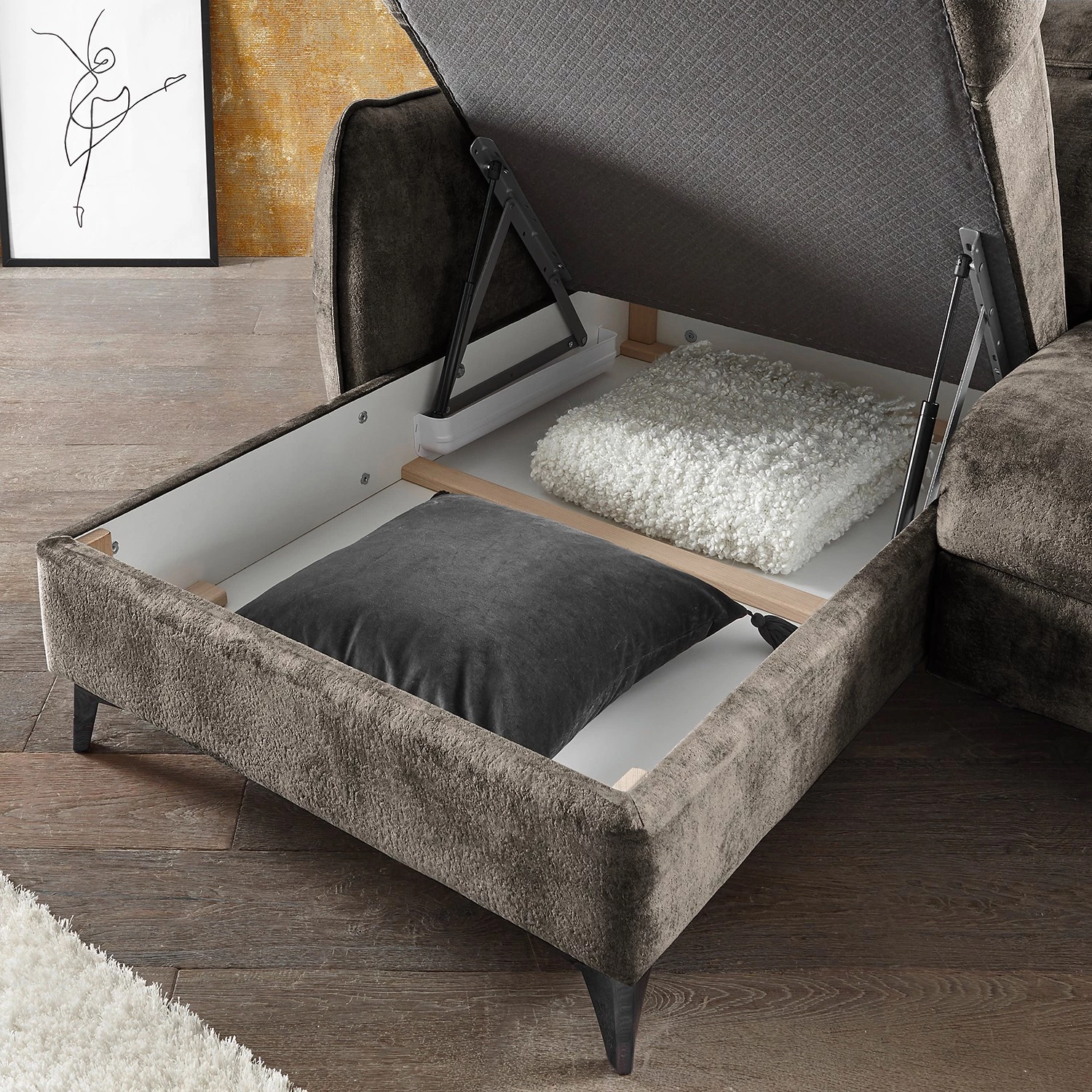 Loftscape Canapé d’angle Grillon - Velours - Velours Insa: Gris minéral 13 Loftscape Canapé d’angle Grillon - Velours - Velours Insa: Gris minéral – Image 11