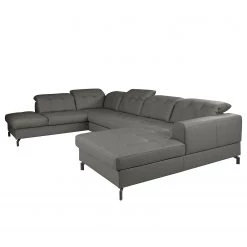 Fredriks Canapé panoramique White Pine - Cuir Mabra: Gris - Méridienne courte à droite / longue à gauche (vue de face)