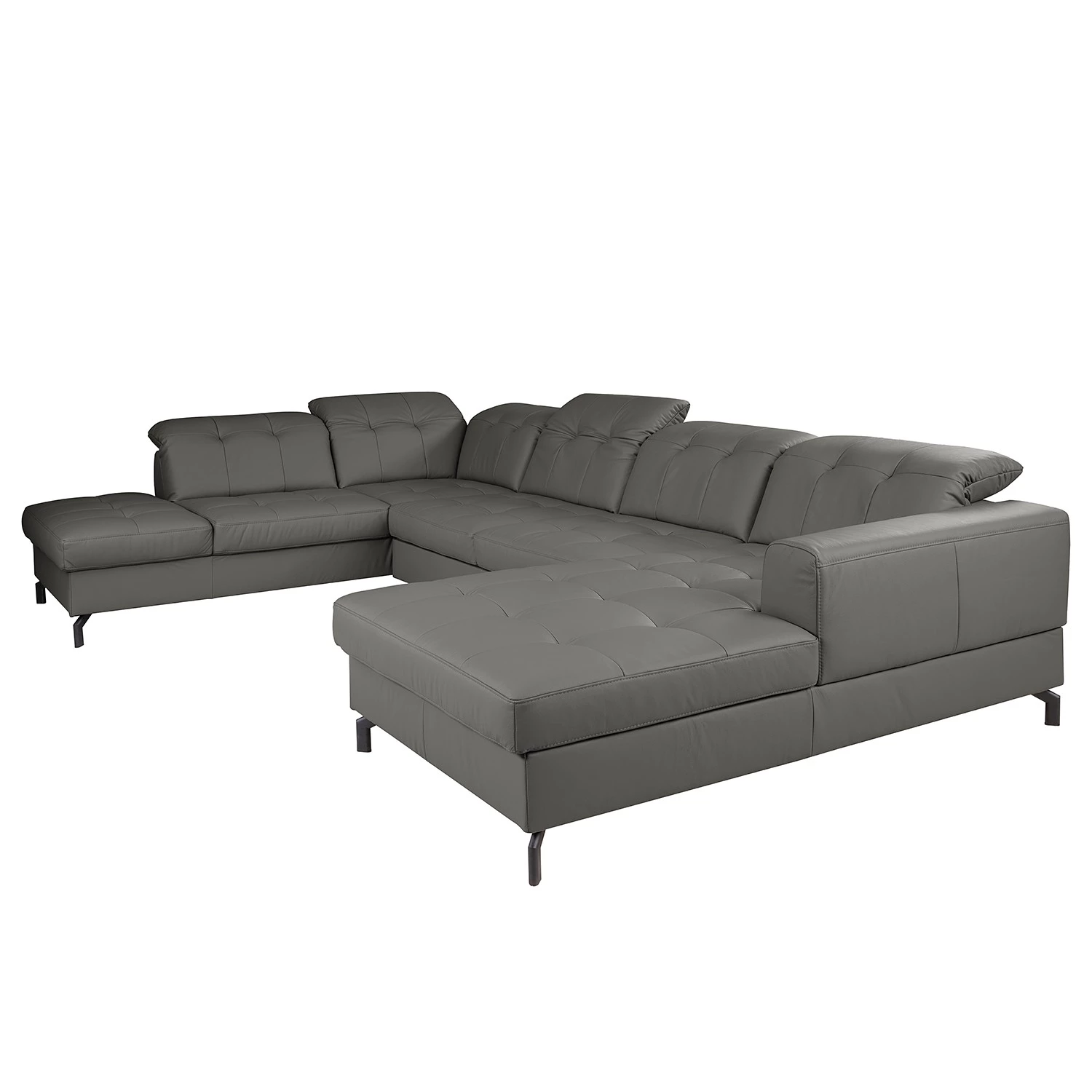 Fredriks Canapé panoramique White Pine - Cuir Mabra: Gris - Méridienne courte à droite / longue à gauche (vue de face) 3 Fredriks Canapé panoramique White Pine - Cuir Mabra: Gris - Méridienne courte à droite / longue à gauche (vue de face)