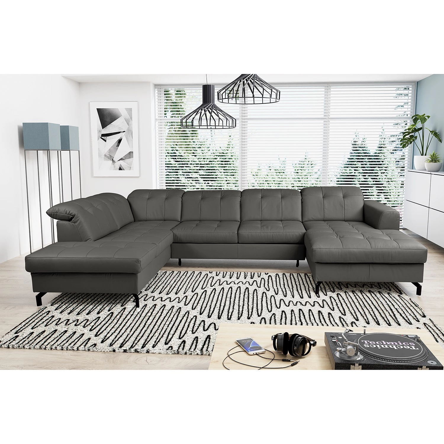 Fredriks Canapé panoramique White Pine - Cuir Mabra: Gris - Méridienne courte à droite / longue à gauche (vue de face) 5 Fredriks Canapé panoramique White Pine - Cuir Mabra: Gris - Méridienne courte à droite / longue à gauche (vue de face) – Image 3