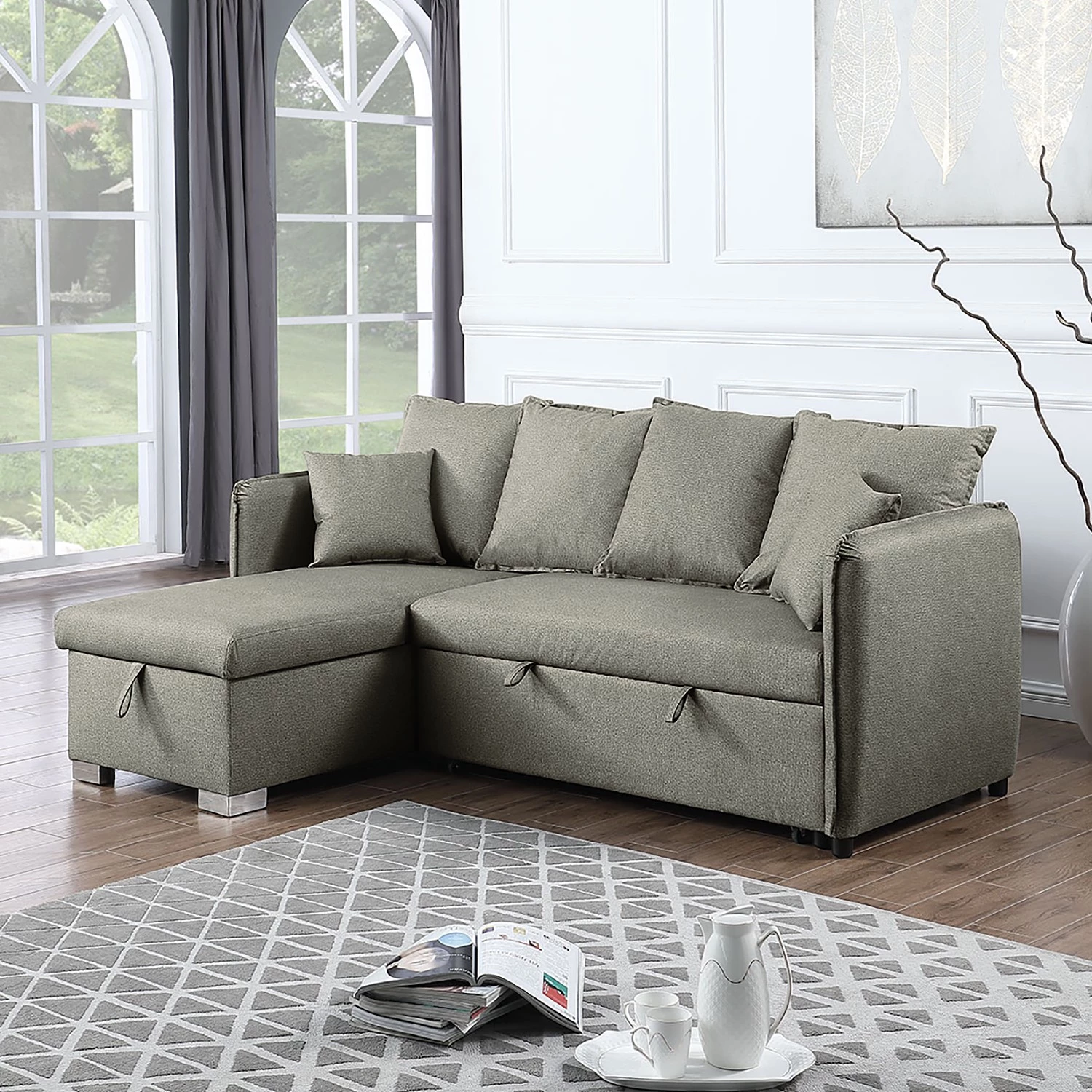 Loftscape Canapé d’angle Lillers - Tissu - Gris lumineux - Méridienne courte à gauche (vue de face) 4 Loftscape Canapé d’angle Lillers - Tissu - Gris lumineux - Méridienne courte à gauche (vue de face) – Image 2