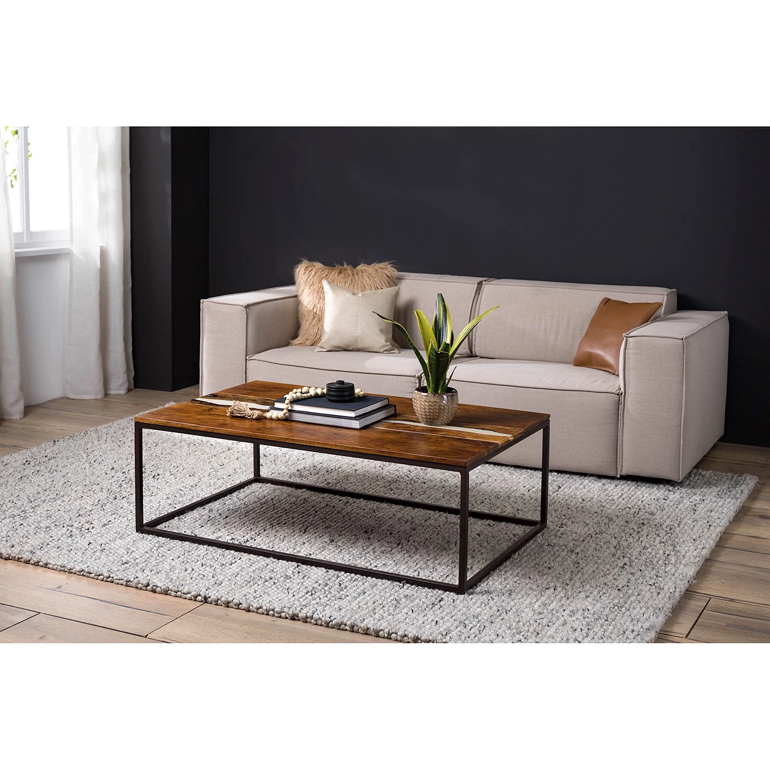 Wolf-Möbel Table basse Tarnac - Acacia massif / Métal - Blanc 5 Wolf-Möbel Table basse Tarnac - Acacia massif / Métal - Blanc – Image 3