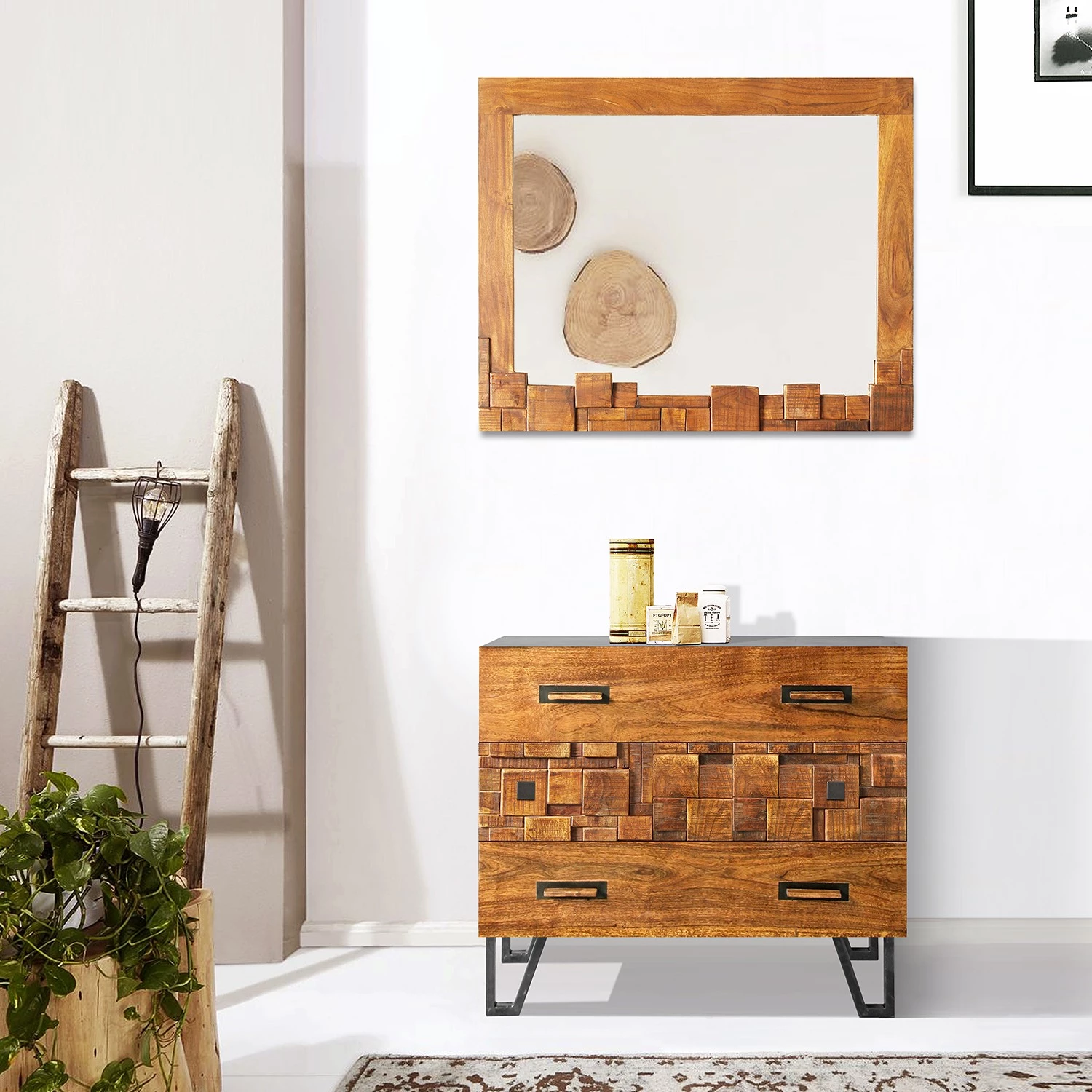 Wolf-Möbel Commode Bazac - Acacia massif - Acacia / Gris foncé 4 Wolf-Möbel Commode Bazac - Acacia massif - Acacia / Gris foncé – Image 2