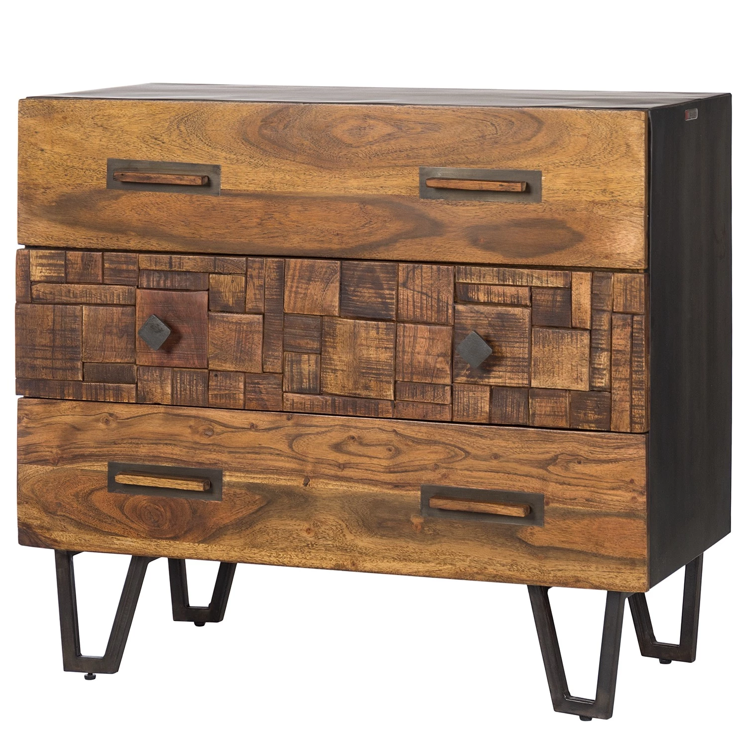 Wolf-Möbel Commode Bazac - Acacia massif - Acacia / Gris foncé 3 Wolf-Möbel Commode Bazac - Acacia massif - Acacia / Gris foncé