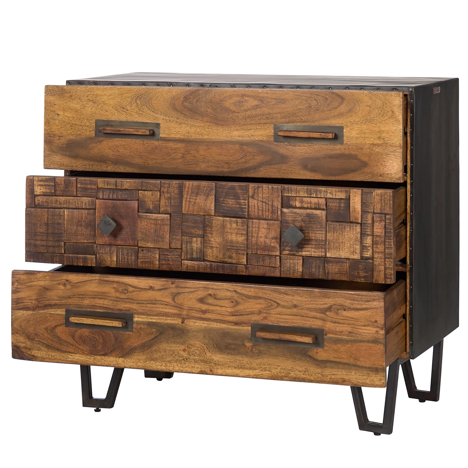 Wolf-Möbel Commode Bazac - Acacia massif - Acacia / Gris foncé 7 Wolf-Möbel Commode Bazac - Acacia massif - Acacia / Gris foncé – Image 5