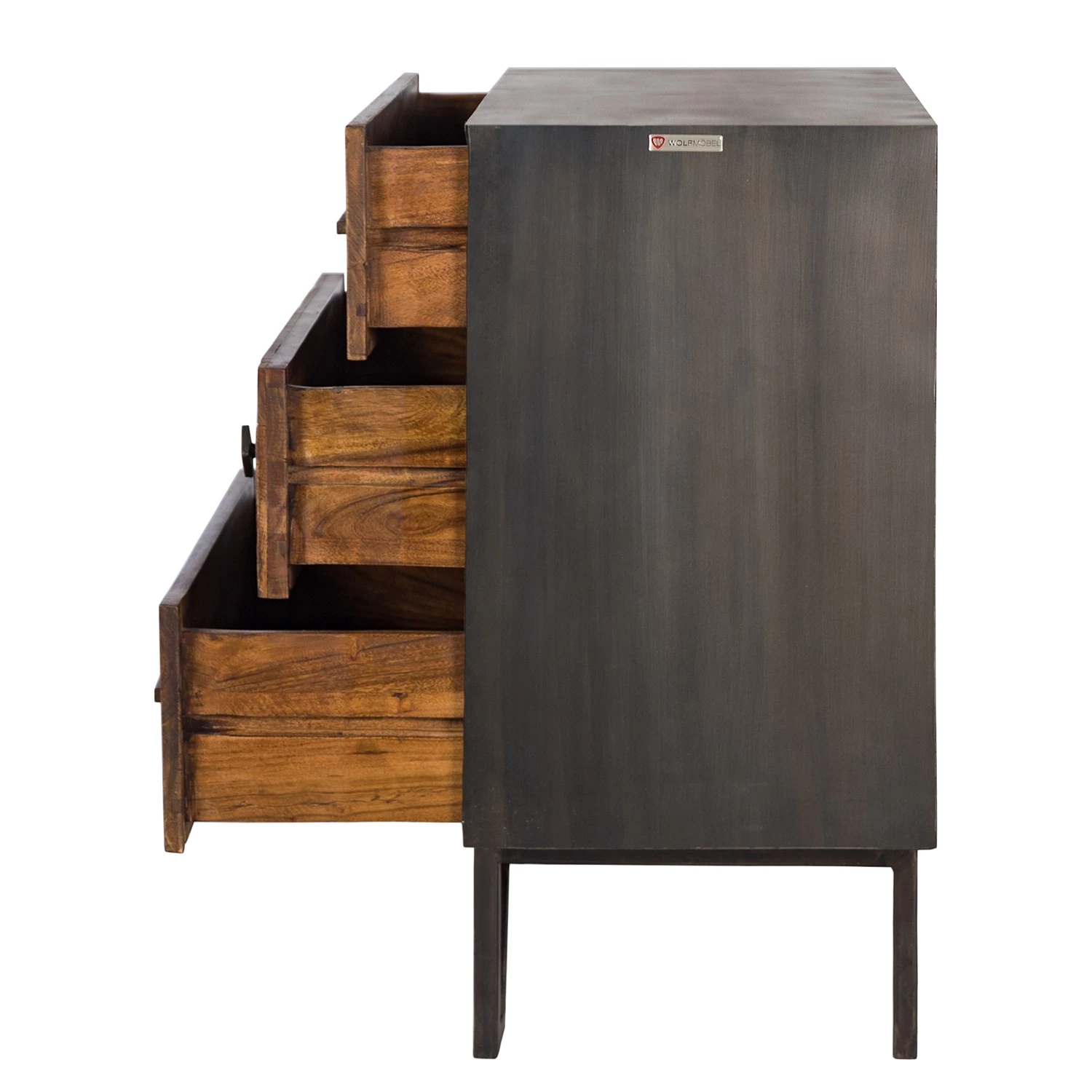 Wolf-Möbel Commode Bazac - Acacia massif - Acacia / Gris foncé 9 Wolf-Möbel Commode Bazac - Acacia massif - Acacia / Gris foncé – Image 7