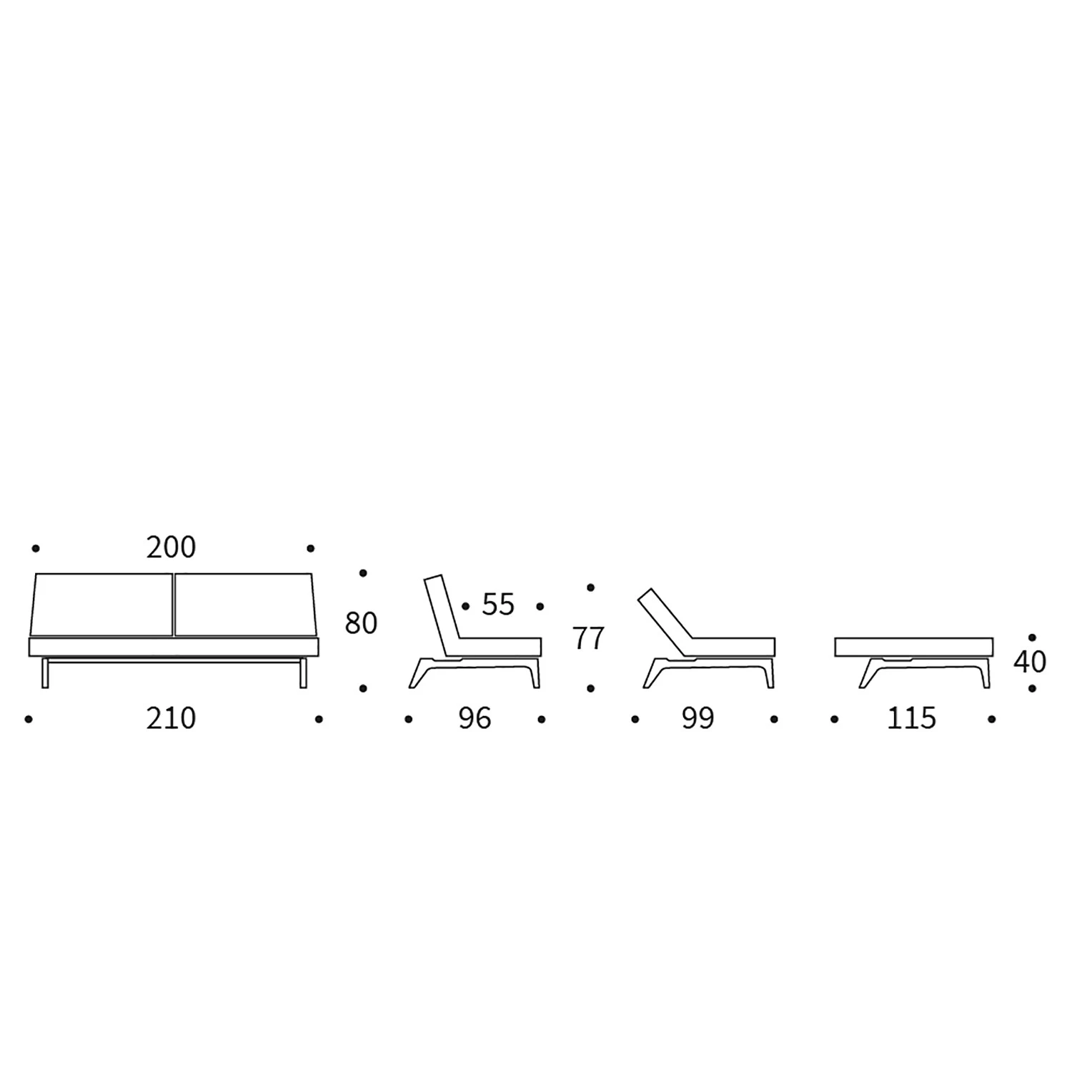 Innovation Möbel Canapé convertible Splitback Eik - Tissu Mixed Dance : Light Blue - Chêne clair 13 Innovation Möbel Canapé convertible Splitback Eik - Tissu Mixed Dance : Light Blue - Chêne clair – Image 11