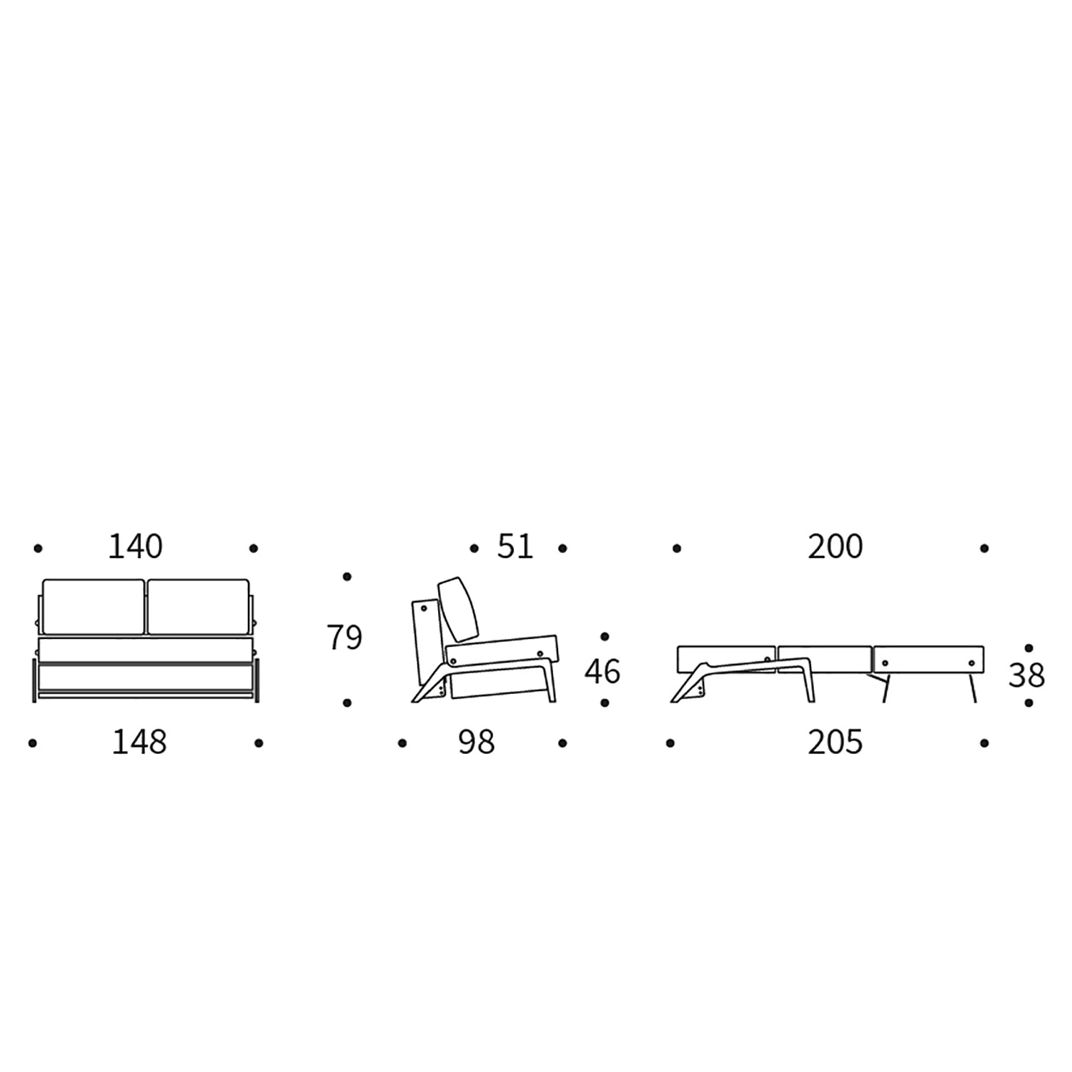 Innovation Möbel Canapé convertible Cubed - Tissu Mixed Dance : Blue - Largeur : 148 cm - Chêne clair 11 Innovation Möbel Canapé convertible Cubed - Tissu Mixed Dance : Blue - Largeur : 148 cm - Chêne clair – Image 9