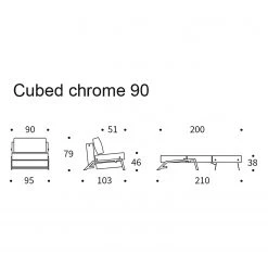 Innovation Möbel Fauteuil convertible Cubed - Tissu Linen: 612 Sand Grey - Chrome brillant -Meubles de salon Soldes 1000244293 210319 10172200027 SKETCH DETAILS P000000001000244293 sketch