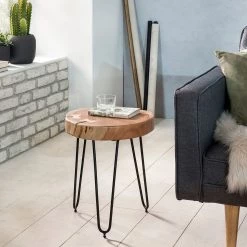 Naturoo Bout de canapé Loudet - Acacia massif / Métal - Acacia / Noir -Meubles de salon Soldes 1000244851 210202 14511100045 MOOD DETAILS P000000001000244851 mood