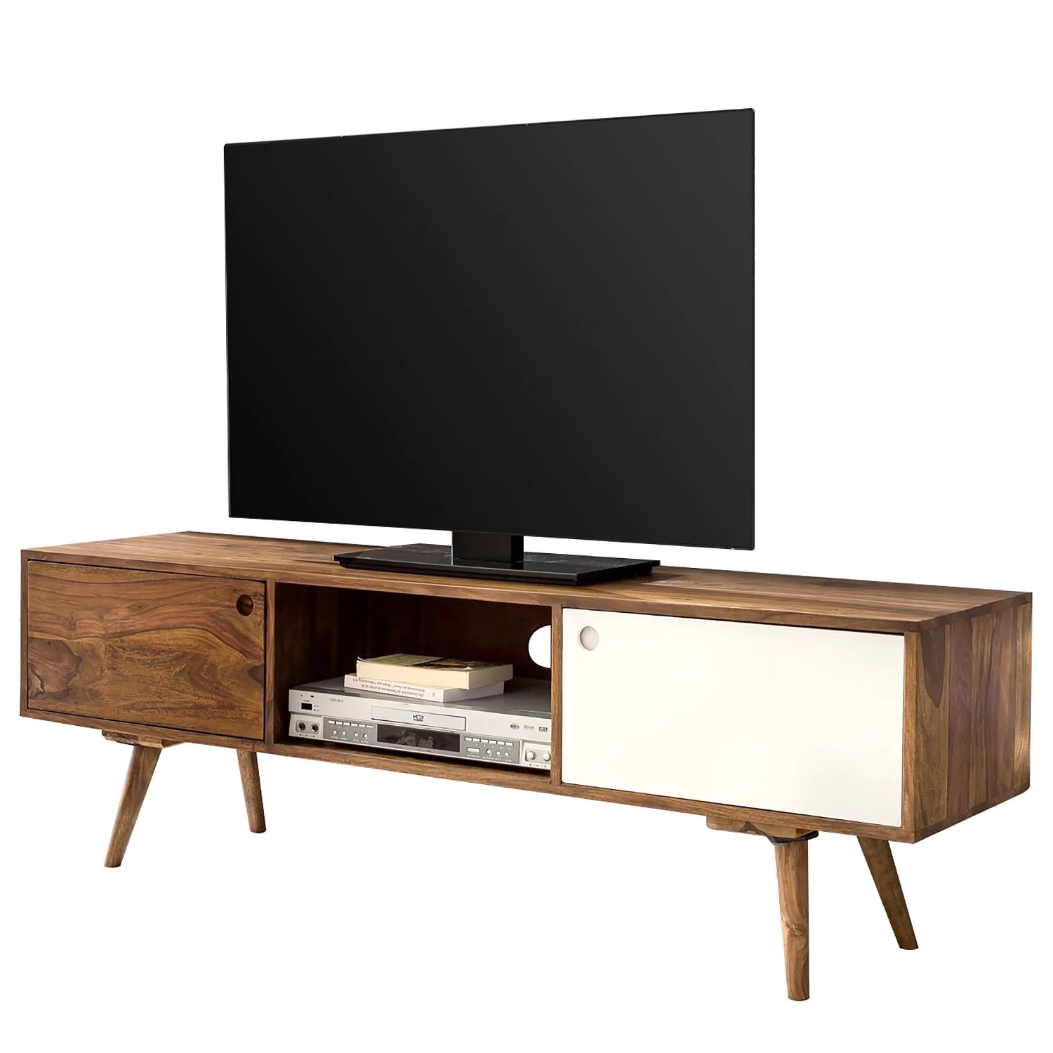 Naturoo Meuble TV Messas - Sheesham massif - Sheesham / Blanc 3 Naturoo Meuble TV Messas - Sheesham massif - Sheesham / Blanc