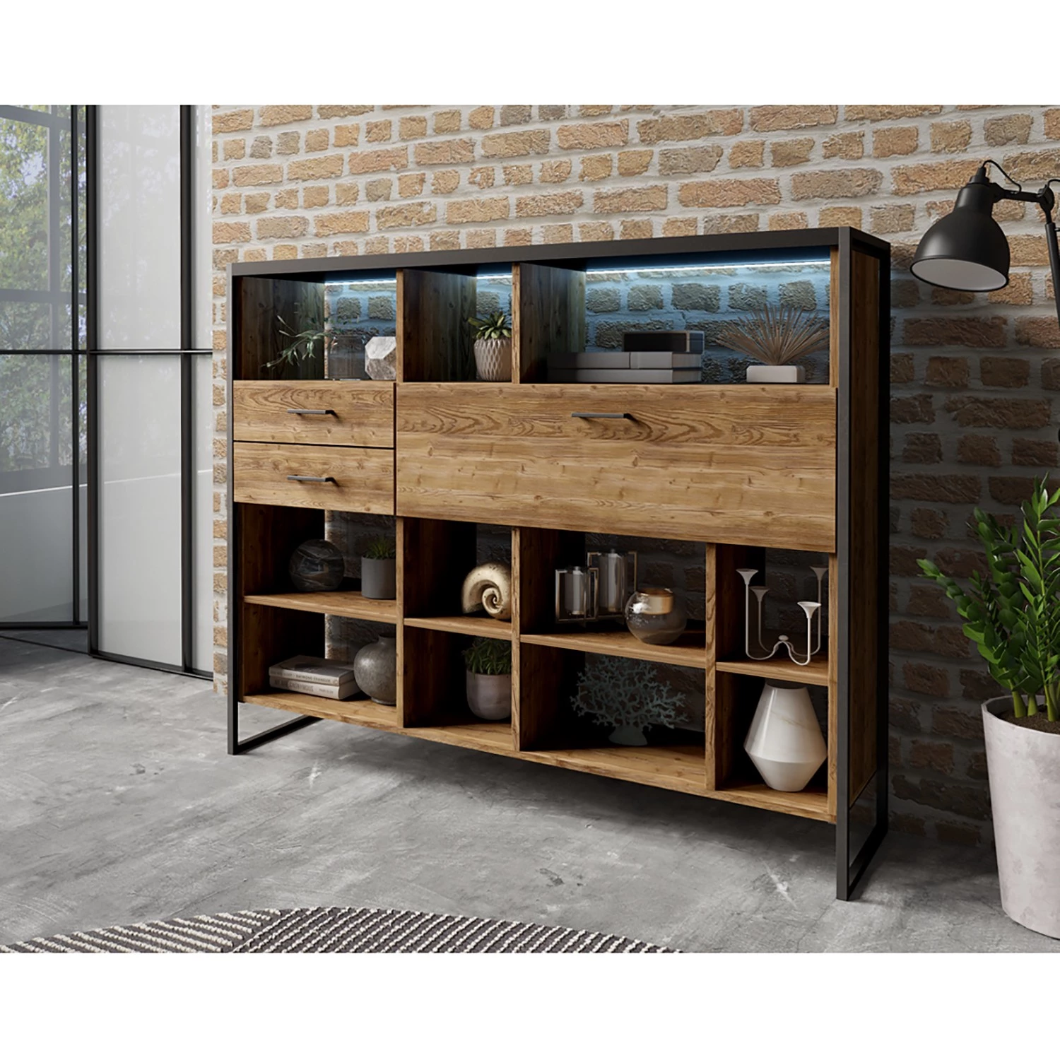 Red Living Étagère Turriers III - Imitation épicéa / Noir mat 4 Red Living Étagère Turriers III - Imitation épicéa / Noir mat – Image 2