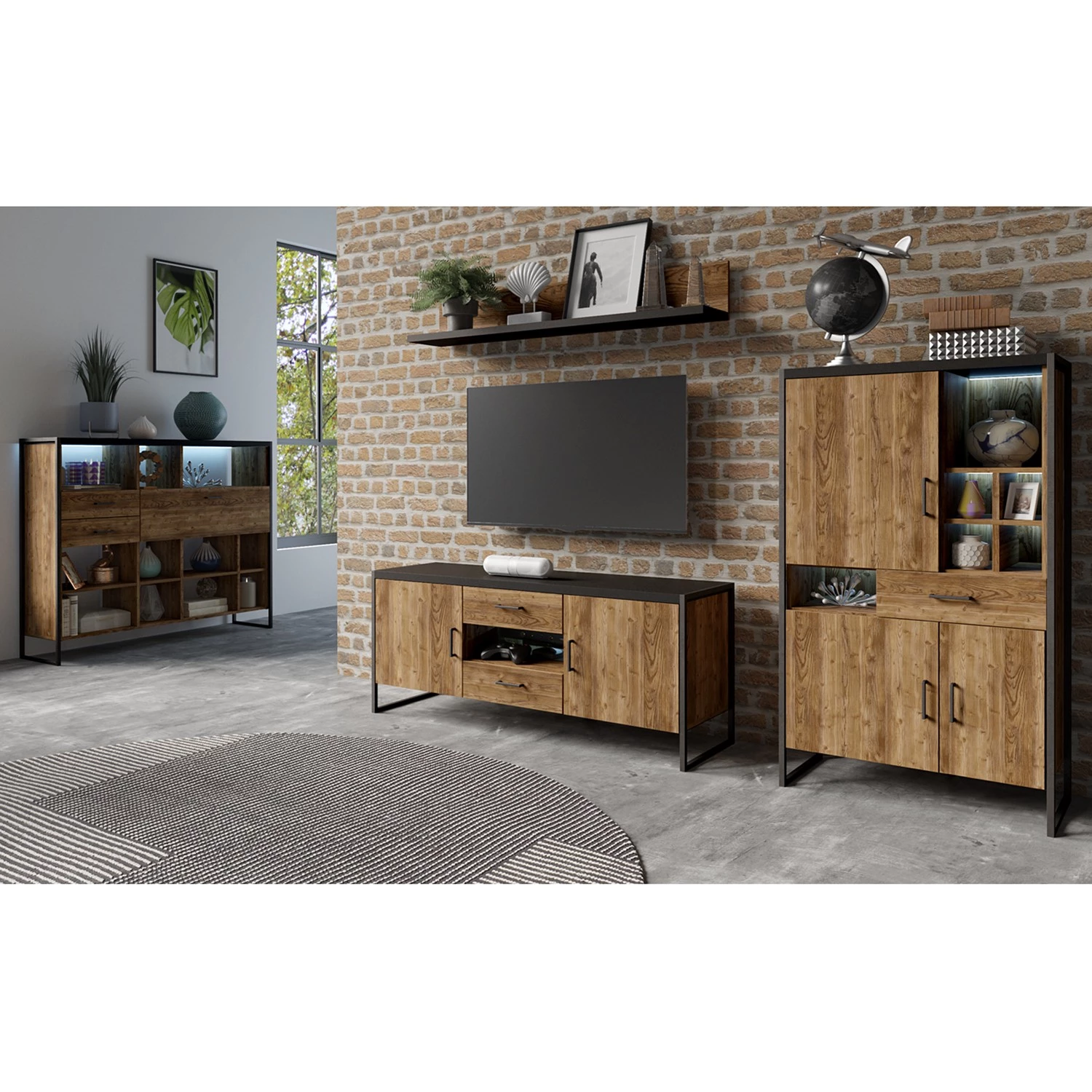 Red Living Étagère Turriers III - Imitation épicéa / Noir mat 5 Red Living Étagère Turriers III - Imitation épicéa / Noir mat – Image 3