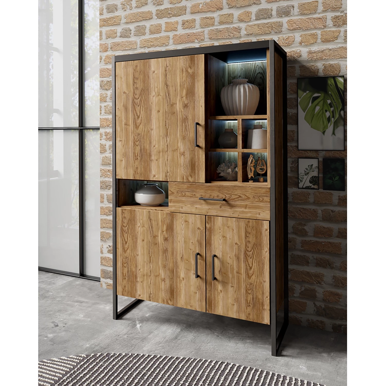 Red Living Étagère Turriers II - Imitation épicéa / Noir mat 4 Red Living Étagère Turriers II - Imitation épicéa / Noir mat – Image 2