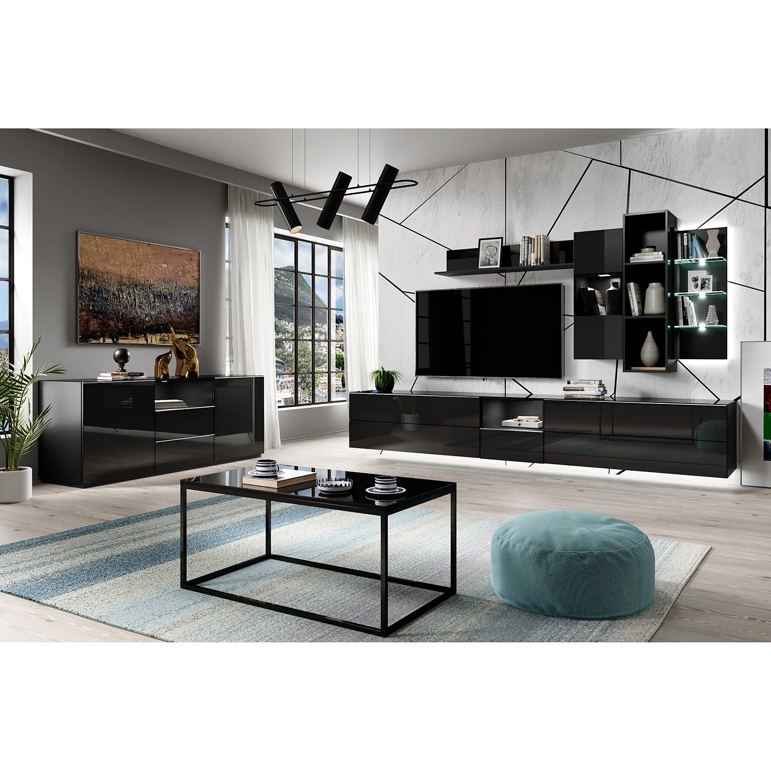 Loftscape Buffet Habas I - Verre - Noir 4 Loftscape Buffet Habas I - Verre - Noir – Image 2