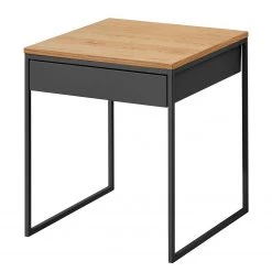 Now! by hülsta Bout de canapé hülsta now III - Acier - Chêne naturel / Blanc - Chêne naturel / Gris - 1