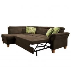 Loftscape Canapé d’angle Vignols - Microfibre - Microfibre Flavie: Marron foncé - Méridienne longue à gauche (vue de face) - Avec fonction couchage -Meubles de salon Soldes 1000248729 210317 15125100642 DETAILS P000000001000248729