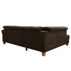 Loftscape Canapé d’angle Vignols - Microfibre - Microfibre Flavie: Marron foncé - Méridienne longue à gauche (vue de face) - Avec fonction couchage -Meubles de salon Soldes 1000248729 210317 15125100644 DETAILS P000000001000248729