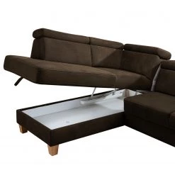 Loftscape Canapé d’angle Vignols - Microfibre - Microfibre Flavie: Marron foncé - Méridienne longue à gauche (vue de face) - Avec fonction couchage -Meubles de salon Soldes 1000248729 210317 15125100645 DETAILS P000000001000248729