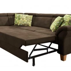 Loftscape Canapé d’angle Vignols - Microfibre - Microfibre Flavie: Marron foncé - Méridienne longue à gauche (vue de face) - Avec fonction couchage -Meubles de salon Soldes 1000248729 210317 15125100648 DETAILS P000000001000248729