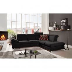 Loftscape Canapé d’angle Tamaris II - Tissu - Tissu Palila: Noir - Angle à droite (vu de face) - Avec fonction couchage -Meubles de salon Soldes 1000248789 210317 15134701389 MOOD DETAILS P000000001000248789 mood