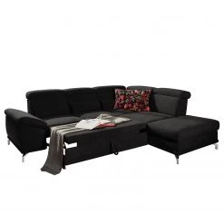 Loftscape Canapé d’angle Tamaris II - Tissu - Tissu Palila: Noir - Angle à droite (vu de face) - Avec fonction couchage -Meubles de salon Soldes 1000248789 210317 15134701390 DETAILS P000000001000248789