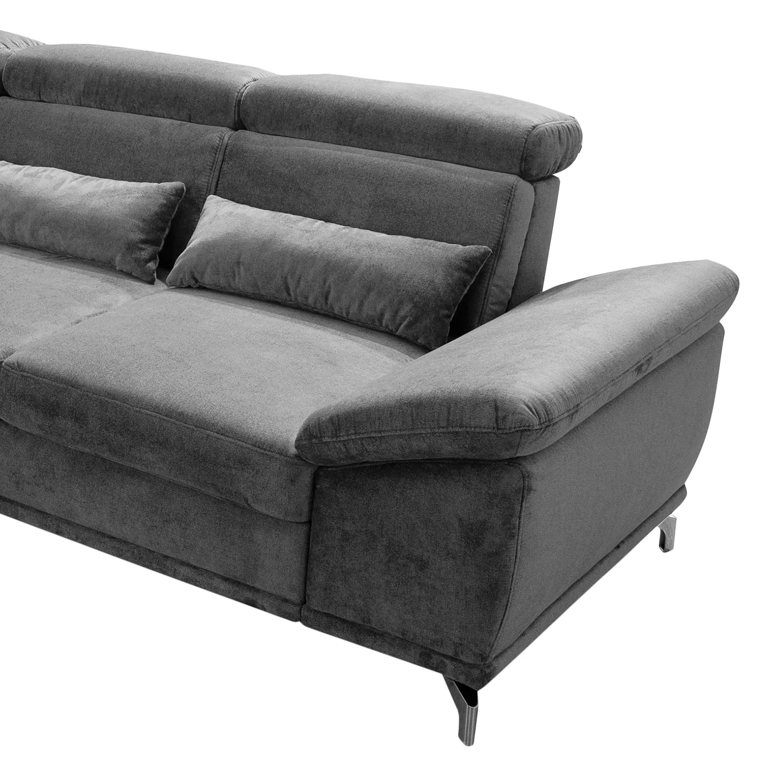 Loftscape Canapé d’angle Tamaris I - Velours côtelé - Velours côtelé Inbal: Gris - Méridienne courte à gauche (vue de face) - Sans fonction couchage 8 Loftscape Canapé d’angle Tamaris I - Velours côtelé - Velours côtelé Inbal: Gris - Méridienne courte à gauche (vue de face) - Sans fonction couchage – Image 6