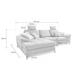 Loftscape Canapé d’angle Odenas - Tissu - Tissu Palila: Fango - Méridienne courte à gauche (vue de face) - Avec fonction couchage -Meubles de salon Soldes 1000248846 210317 15144202183 SKETCH DETAILS P000000001000248846 sketch