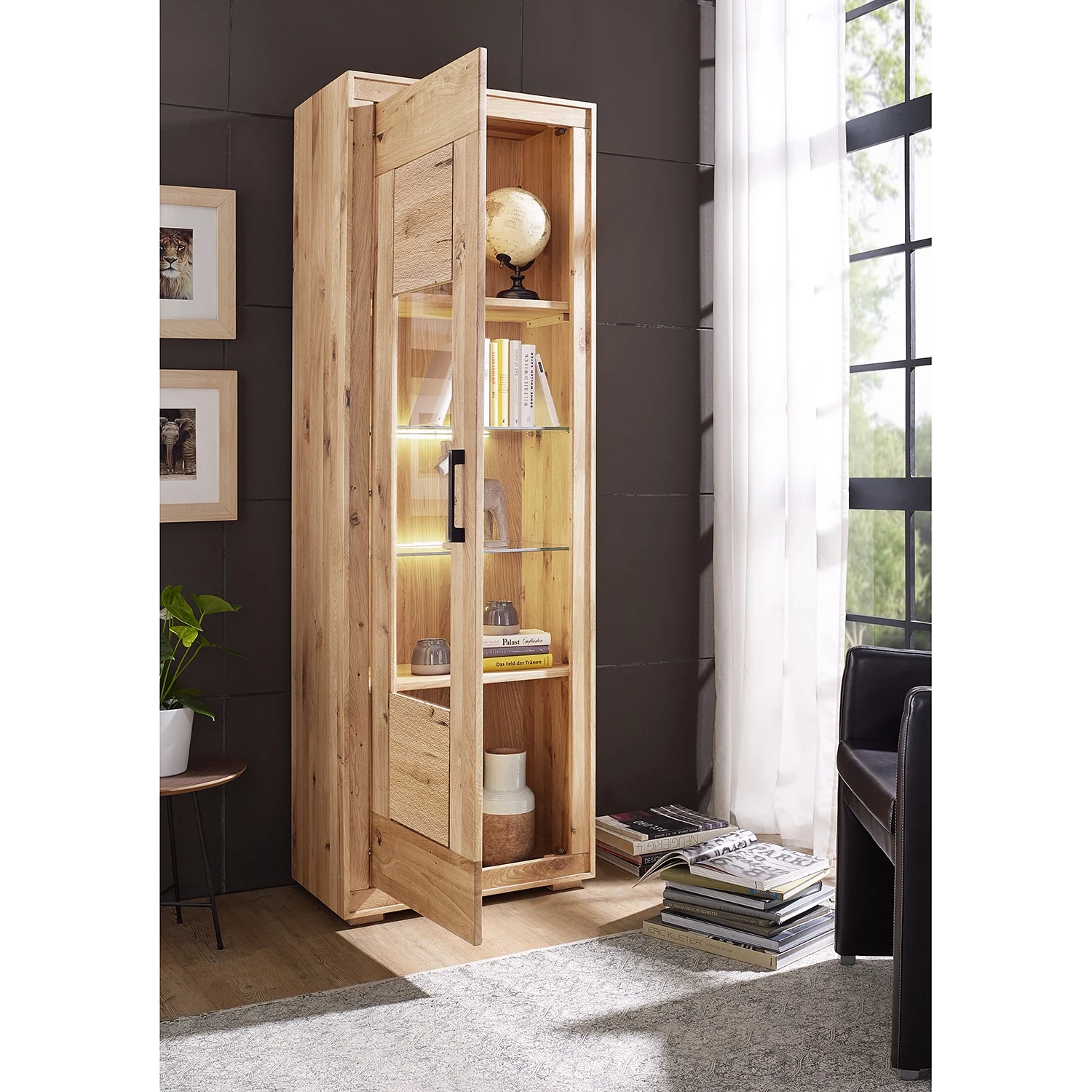 Naturoo Vitrine Juillan - Chêne sauvage massif / Métal - Chêne sauvage / Noir 5 Naturoo Vitrine Juillan - Chêne sauvage massif / Métal - Chêne sauvage / Noir – Image 3