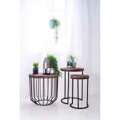 Naturoo Bout de canapé Malakoff - Manguier massif / Métal - Manguier foncé / Noir -Meubles de salon Soldes 1000249485 210224 15504800046 MOOD DETAILS P000000001000249485 mood