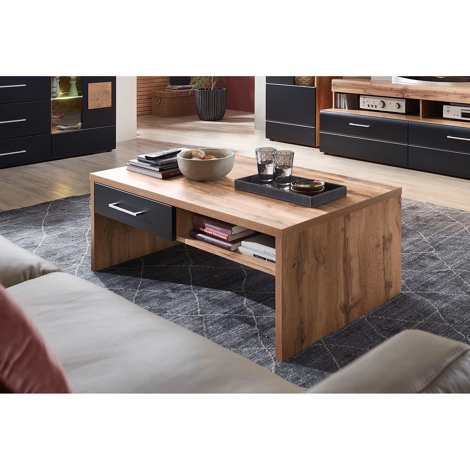 Loftscape Table basse Belloc - Imitation chêne / Noir mat 4 Loftscape Table basse Belloc - Imitation chêne / Noir mat – Image 2