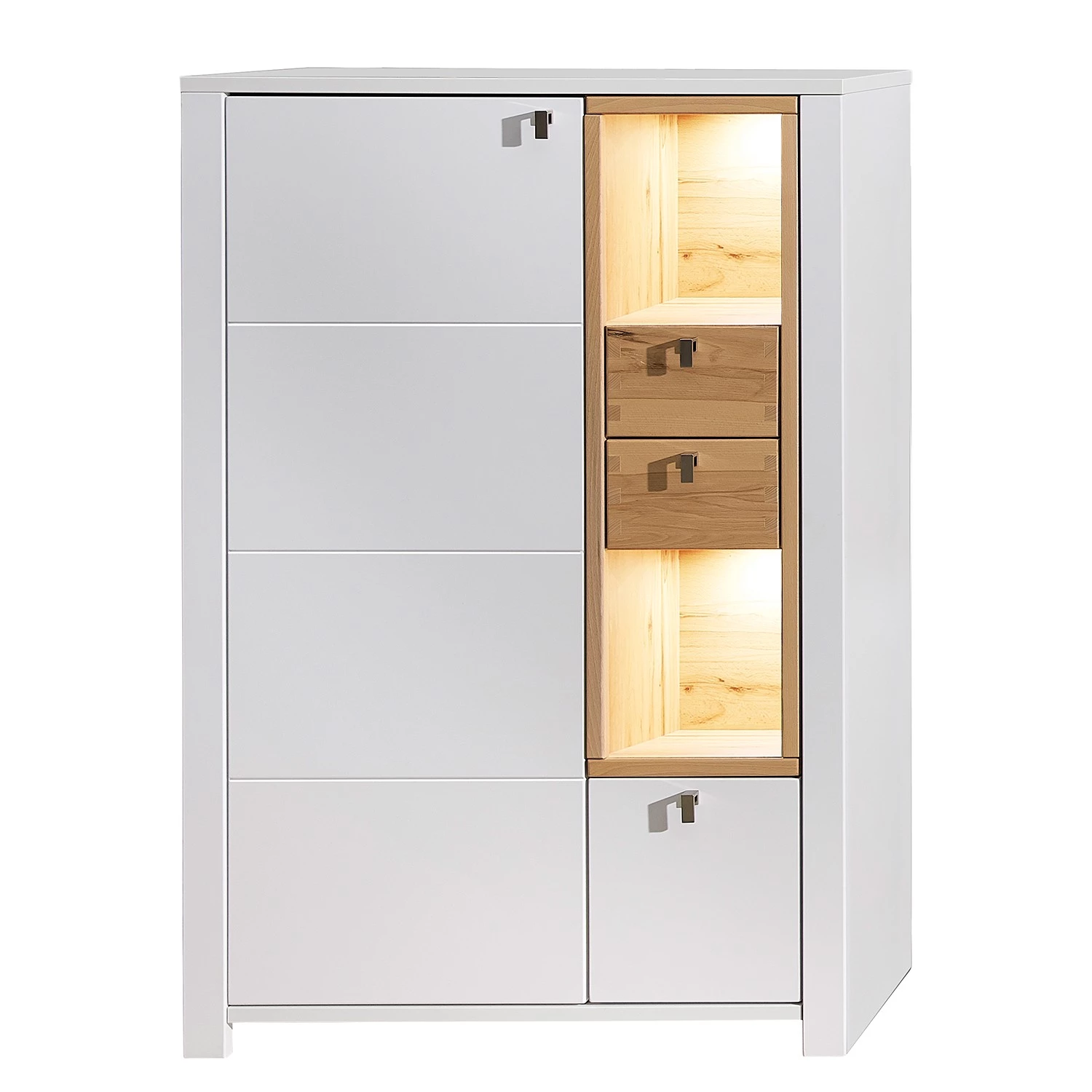 Loftscape Buffet haut Cordelle I - Éclairage inclus - Blanc mat / Hêtre sauvage 3 Loftscape Buffet haut Cordelle I - Éclairage inclus - Blanc mat / Hêtre sauvage