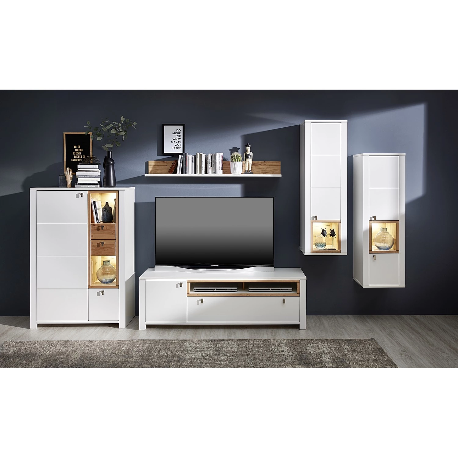 Loftscape Buffet haut Cordelle I - Éclairage inclus - Blanc mat / Hêtre sauvage 6 Loftscape Buffet haut Cordelle I - Éclairage inclus - Blanc mat / Hêtre sauvage – Image 4