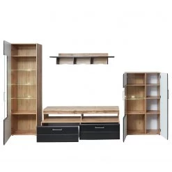 Loftscape Ensemble meubles TV Belloc (4 éléments) - Avec éclairage - Noir mat / Imitation chêne -Meubles de salon Soldes 1000249582 210302 14413400070 DETAILS P000000001000249582