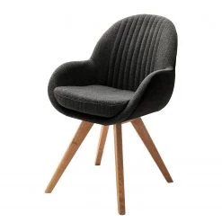 Norrwood Chaises Ă accoudoirs Chemille - Tissage Ă plat / ChĂŞne massif - Anthracite