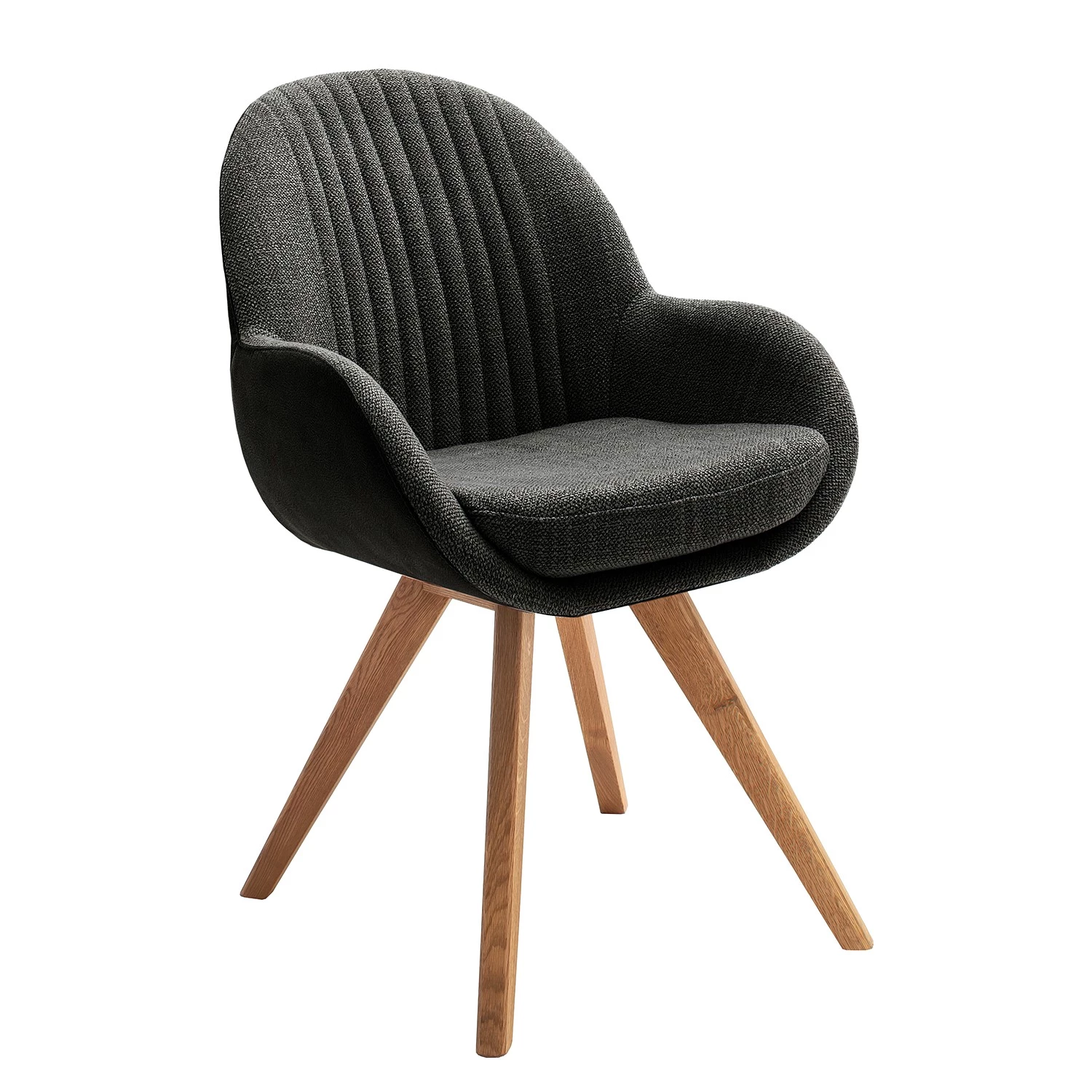 Norrwood Chaises à accoudoirs Chemille - Tissage à plat / Chêne massif - Anthracite 4 Norrwood Chaises à accoudoirs Chemille - Tissage à plat / Chêne massif - Anthracite – Image 2