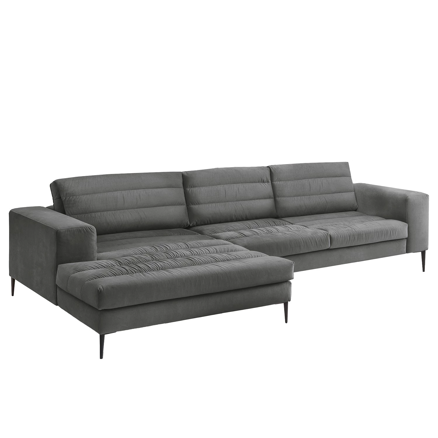 Fredriks Canapé d’angle Valmorel - Tissu - Microfibre Knarik: Gris foncé - Méridienne courte à gauche (vue de face) - Avec repose-pieds 6 Fredriks Canapé d’angle Valmorel - Tissu - Microfibre Knarik: Gris foncé - Méridienne courte à gauche (vue de face) - Avec repose-pieds – Image 4