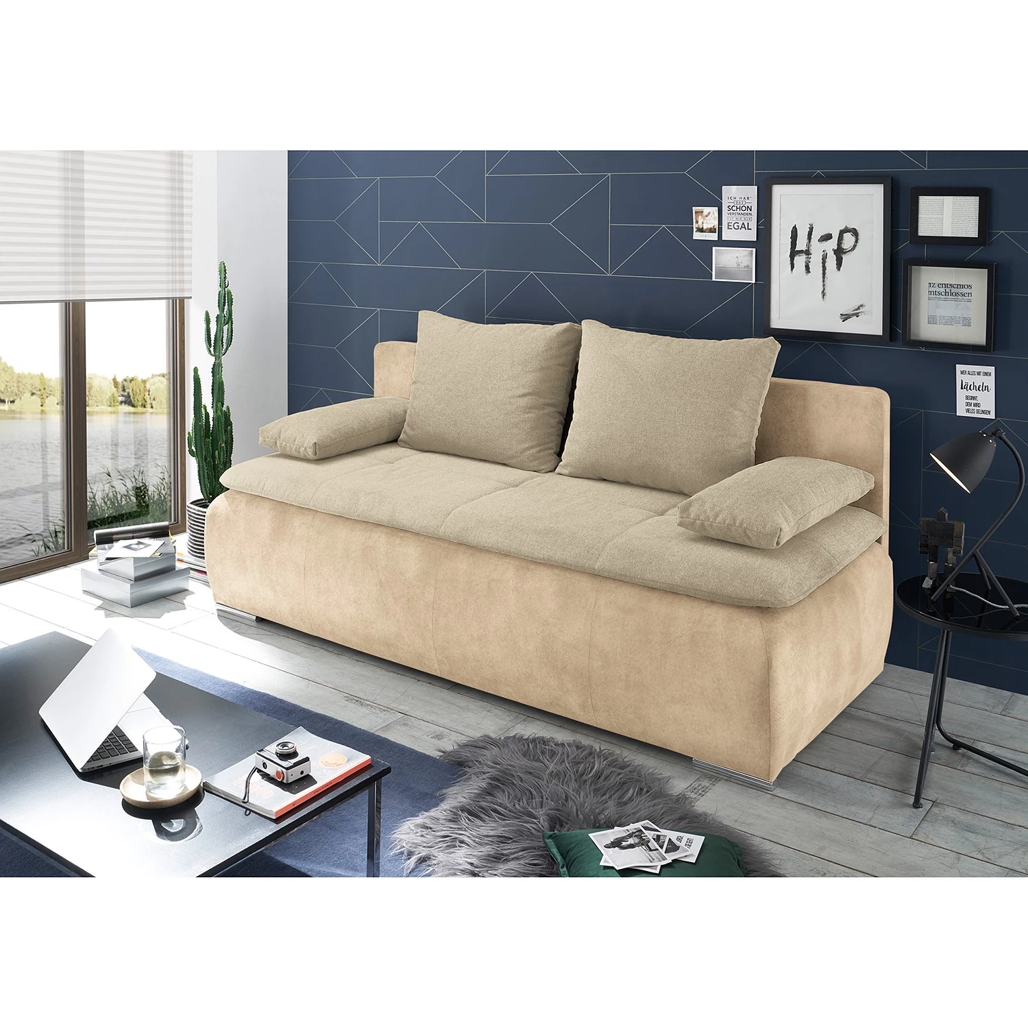 Loftscape Clic-clac Hostens - Tissu / Microfibre - Microfibre Salvo: Crème 4 Loftscape Clic-clac Hostens - Tissu / Microfibre - Microfibre Salvo: Crème – Image 2